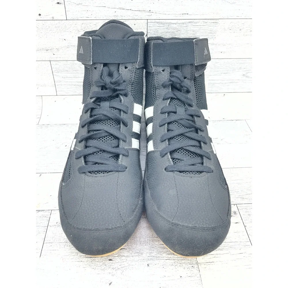 Adidas‎ HVC 2 Wrestling Shoes Men 8 Black White Gum AQ3325 Boxing Training High
